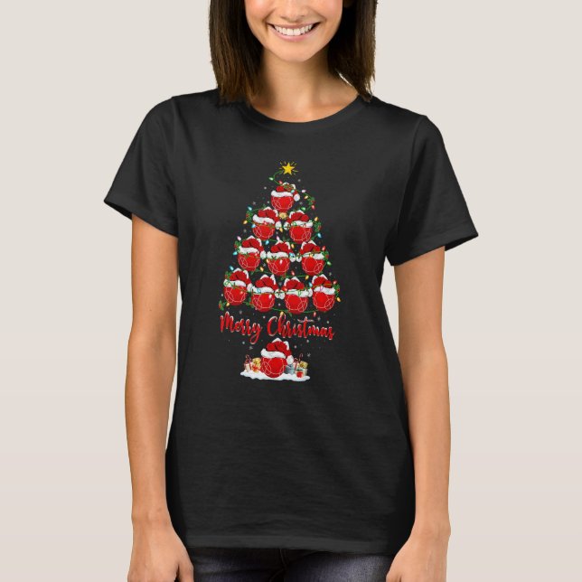 Camiseta Bocch Ball Natal Tree Lights Bocce Bocce Xmas (Frente)