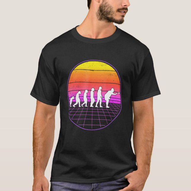 Camiseta Boccia Evolution Vaporwave 70s Boule Petanque Bocc (Frente)