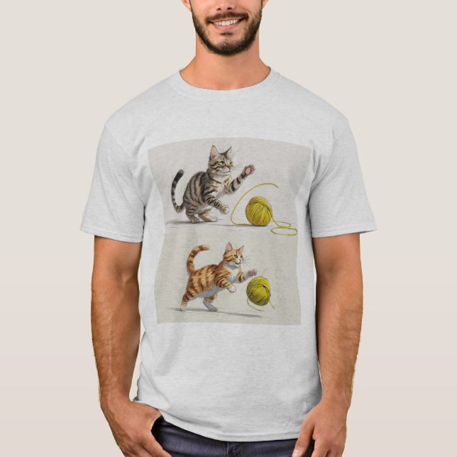 Camiseta Bocetos de Gatos Jugando - Arte y Dibujo (Frente)