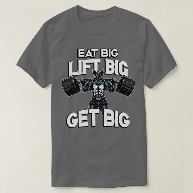 Camiseta Bodbuilding Come Big Lift Big Get Big Rhino (Frente do Design)