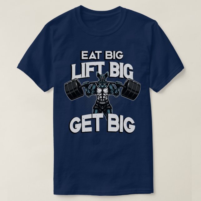 Camiseta Bodbuilding Come Big Lift Big Get Big Rhino (Frente do Design)