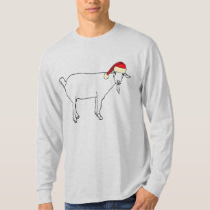 Camiseta Bode de Natal Santa Engraçado Animal Festivo Humor