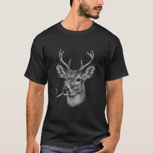 Camiseta Bode Engraçado Fumando para Homens Mulheres Cervo