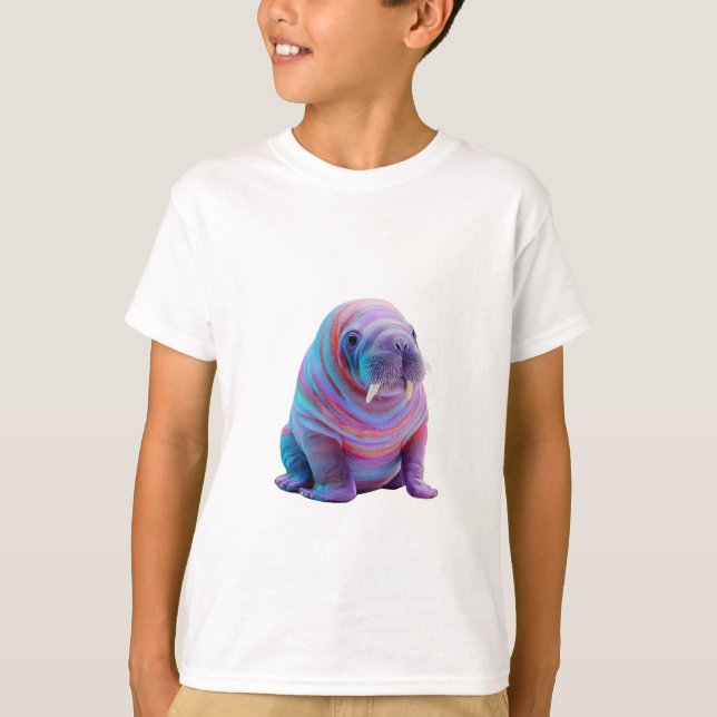 Camiseta Bode Marmoreio Arco-íris Psicodélico de Crianças d (Frente)