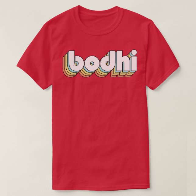 Camiseta Bodhi Retro Rainbow Tipografia Estilo Desvanecido (Frente do Design)