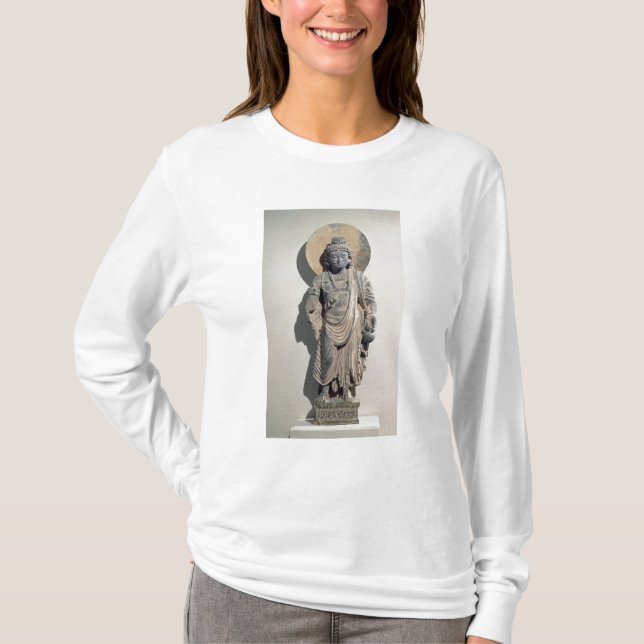 Camiseta Bodhisattva ereto Maitreya, século III (Frente)