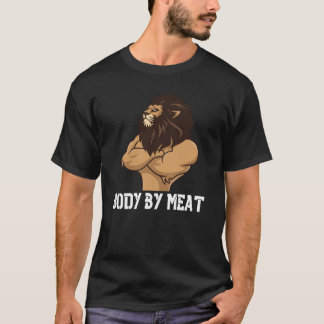CAMISETA BODY BY MEAT CARNIVORE LION WORKOUT FITNESS GYM BO