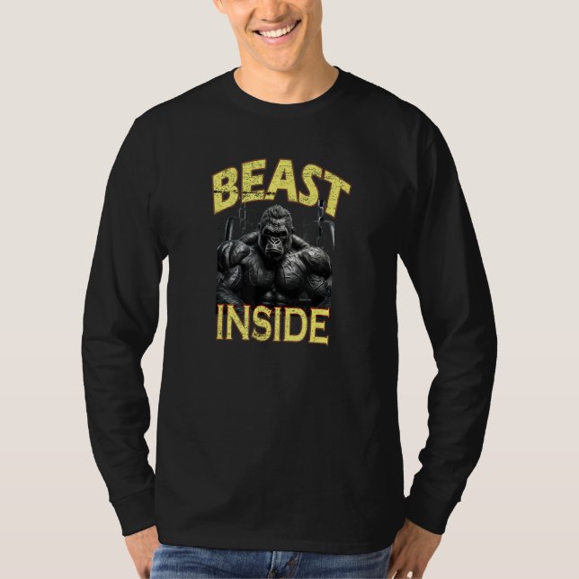Camiseta Bodybuilding Gorilla Gym Fitness Beast Inside (Frente)