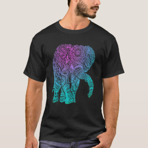 Camiseta Boêmia Colorida Elefante Para Meninas
