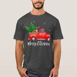 Camiseta Boer Dog Andando no Natal do Caminhão Vermelho