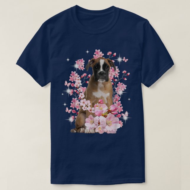 Camiseta Boer Dog Japonês Cherry Blossom Sakura Flor (Frente do Design)