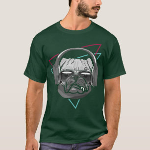 Camiseta Boer Dog Music Fones de ouvido Disco Dj Party Prem