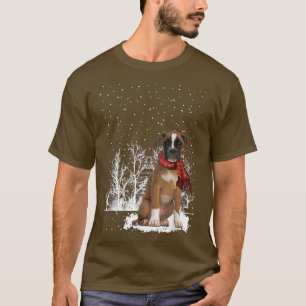 Camiseta Boer Dog Scarf Árvore de Natal Floresta de Neve do