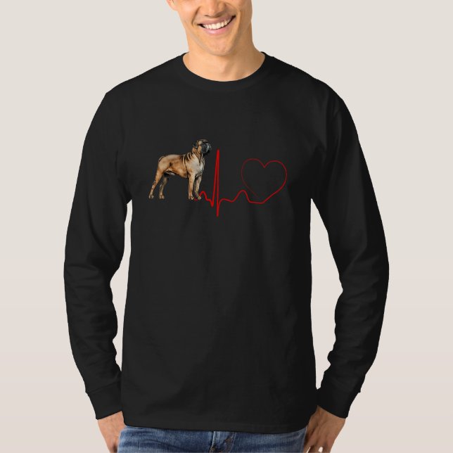 Camiseta Boerboel Dog Heartbeat EKG  My Dogs Are My Cardio (Frente)