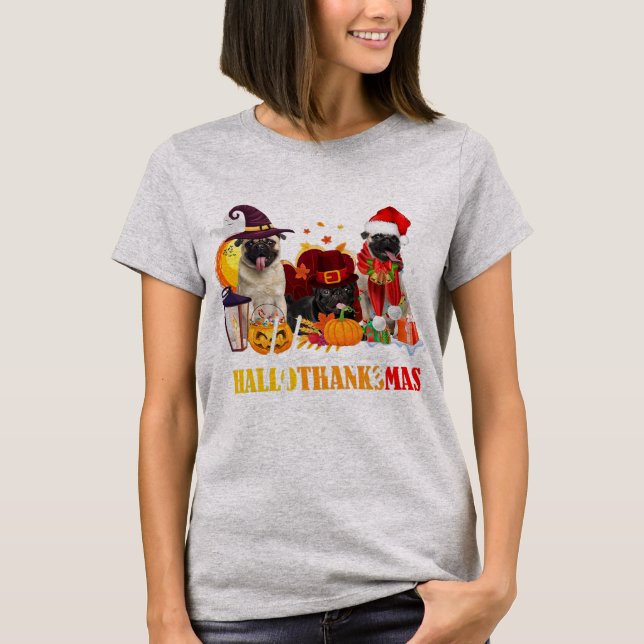 Camiseta Bog Happy Hallothanksmas Dia das Bruxas (Frente)