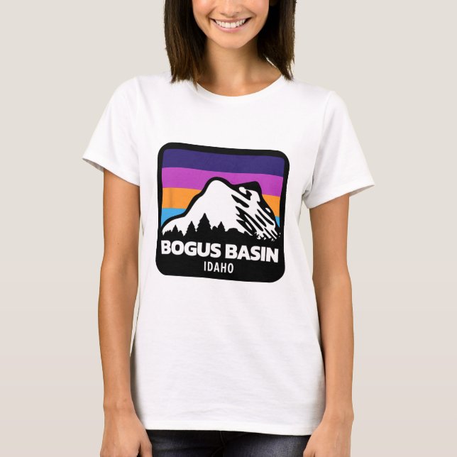 Camiseta Bogus Sin Idaho Esquiando Montanhas de Snowboard F (Frente)