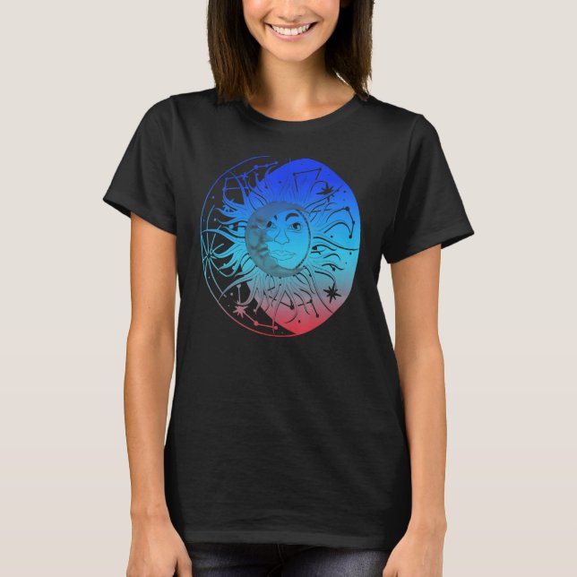 Camiseta Bohemian Aesthetic Crescent Moon Astronomy Sun Ast (Frente)