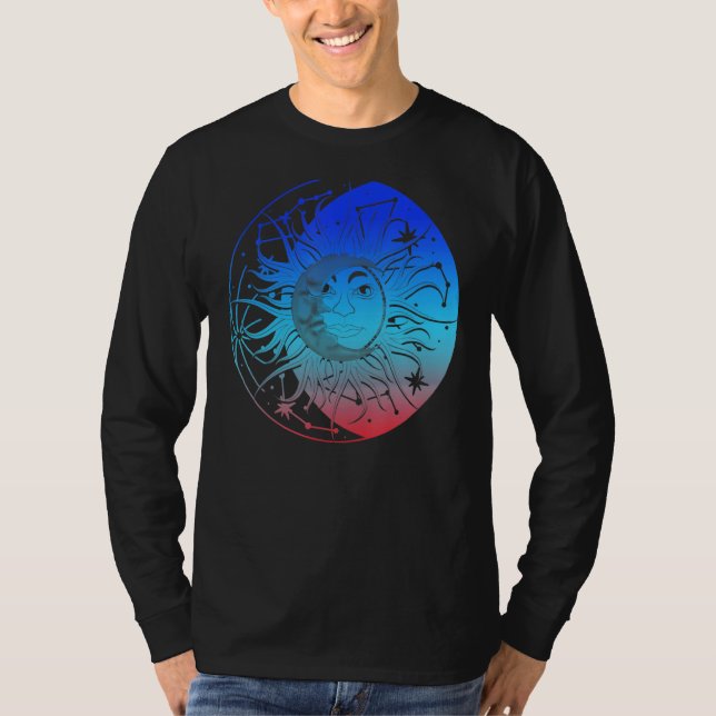 Camiseta Bohemian Aesthetic Crescent Moon Astronomy Sun Ast (Frente)