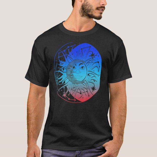 Camiseta Bohemian Aesthetic Crescent Moon Astronomy Sun Ast (Frente)
