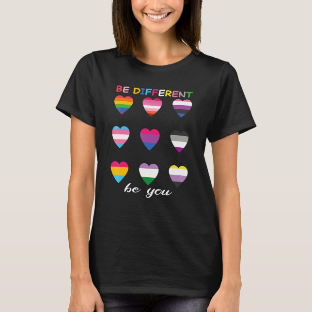 Camiseta Bohemian Rainbow Be Different Be You Lbgtq Pride G (Frente)