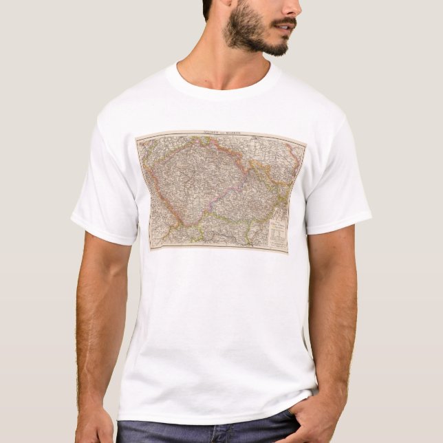 Camiseta Bohmen, mapa do atlas de Mahren (Frente)