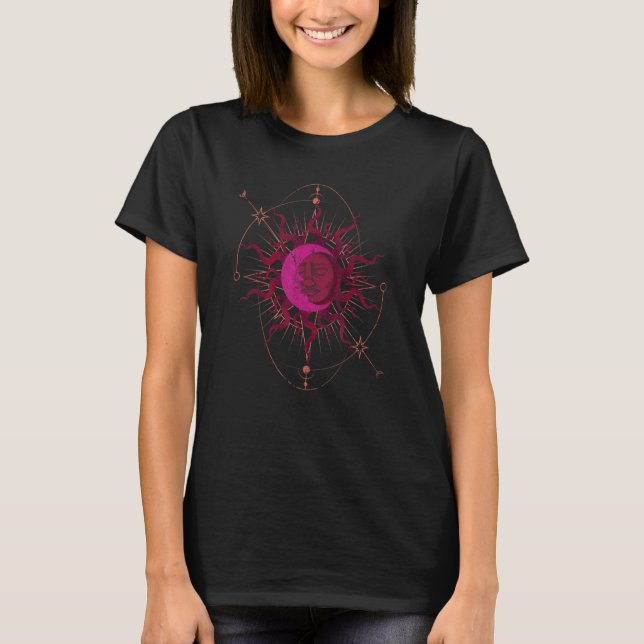 Camiseta Boho Aesthetic Sun Moon Celestial Bodies Astrology (Frente)