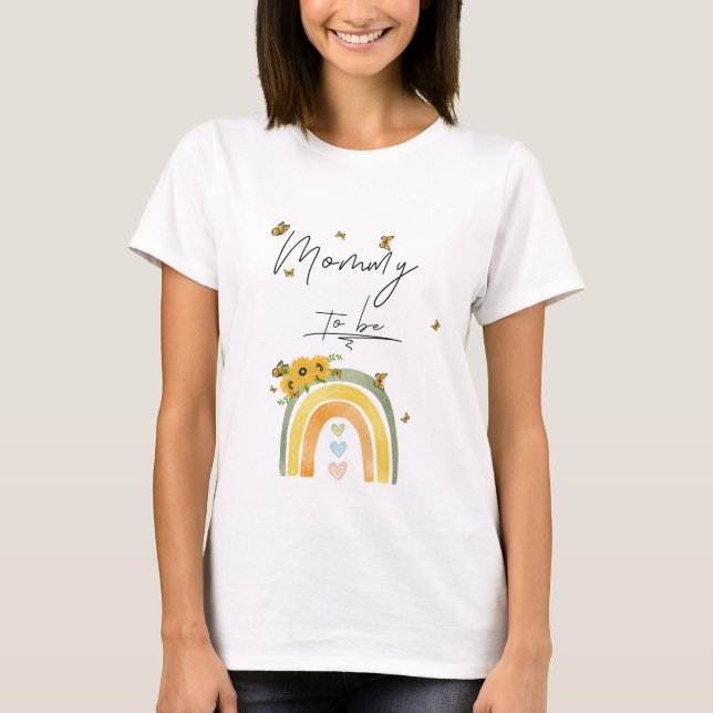 Camiseta Boho Arco-Íris Com Mamães De Girassóis (Frente)