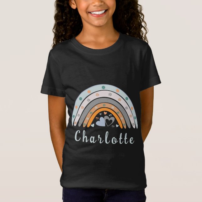 Camiseta Boho Arco-Íris com Nome Personalizado (Frente)