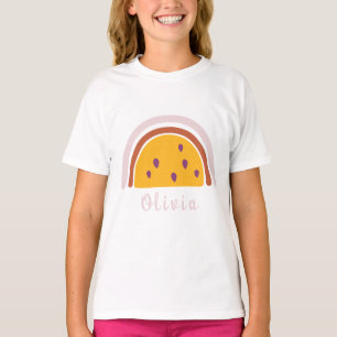 Camiseta Boho Arco-íris com Nome Personalizado Amarelo