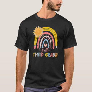 Camiseta Boho Arco-íris Olá Terceira Série Professor Primei