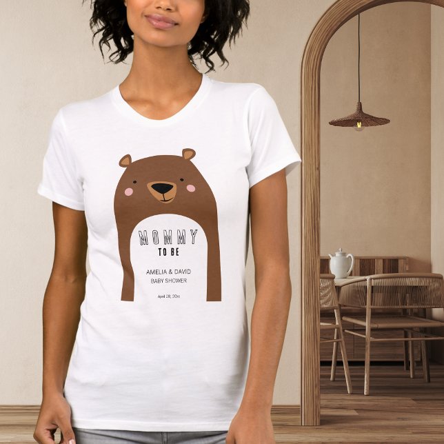 Camiseta Boho Bear Mommy To Be Neutral Baby Shower (Criador carregado)