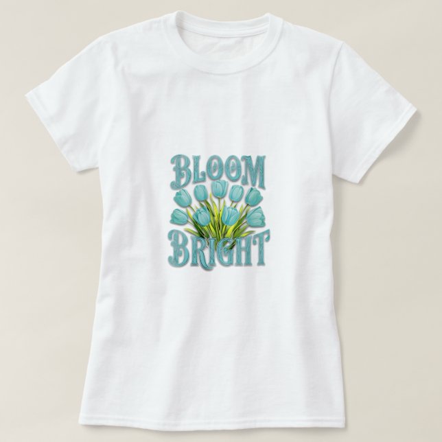 Camiseta Boho Blue Tulip Motivation Women’s Basic T-Shirt (Frente do Design)
