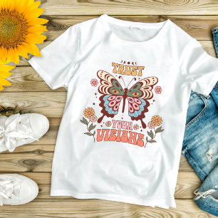 Camiseta Boho Borboleta Floral Inspirador Motivacional