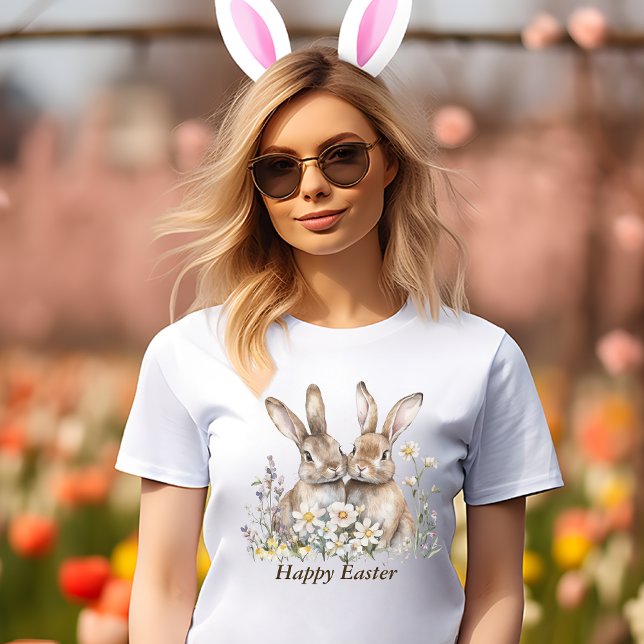 Camiseta Boho Bunny e uma mulher de Mensagem personalizada (Boho Bunny and a custom Message woman's T-Shirt)