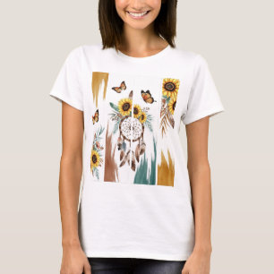 Camiseta Boho Butterfly Feather Dreamcatcher T Shirt   Ferr