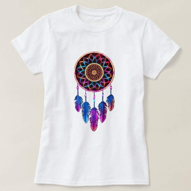 Camiseta Boho, caçador de sonhos de arte espiritual. (Frente do Design)