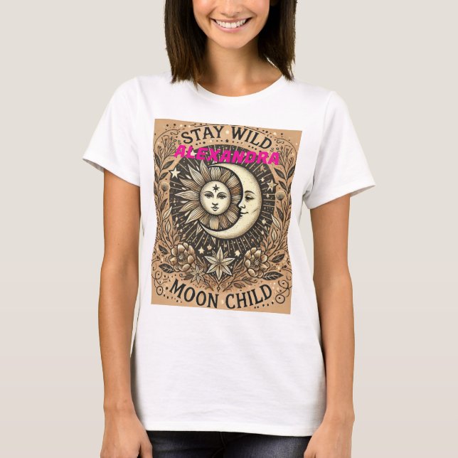 Camiseta Boho Celestial "Filho da Lua-Shine" - Mís (Frente)