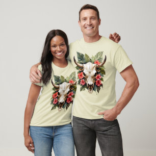 Camiseta Boho Chic Watercolor Vaca Tropical