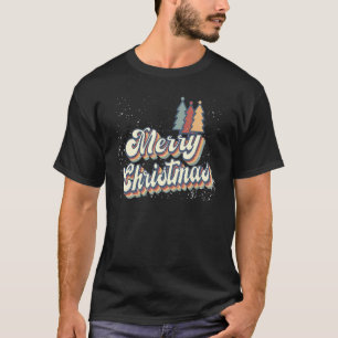 Camiseta Boho Christmas Trees Feliz Vintag Família Natal