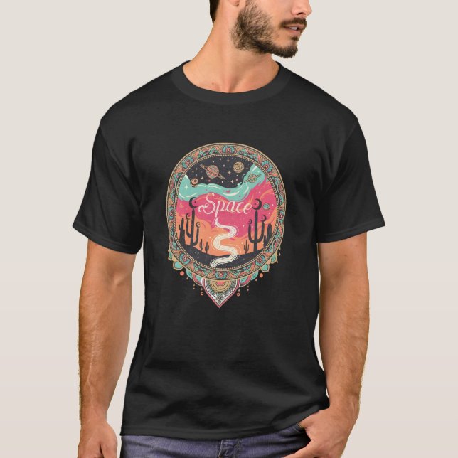 Camiseta Boho Cosmic Desert Retro (Frente)