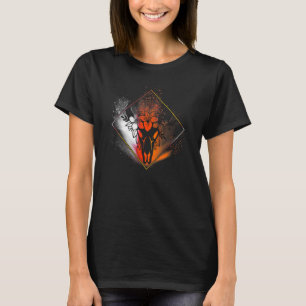 Camiseta Boho Crânio de Vaca Flores Diamante Branco Laranja