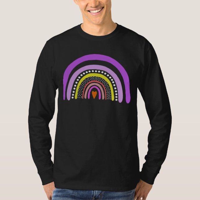 Camiseta Boho Doodle Coração Arco-Íris (Frente)