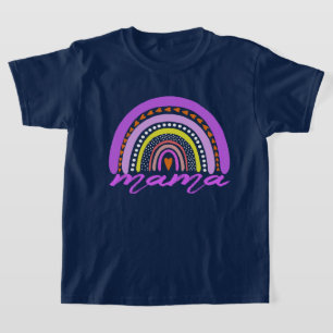 Camiseta Boho Doodle Coração Arco-Íris Mama.