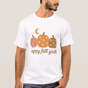 Camiseta Boho Feliz Outono Pessoal Abóboras Estreladas