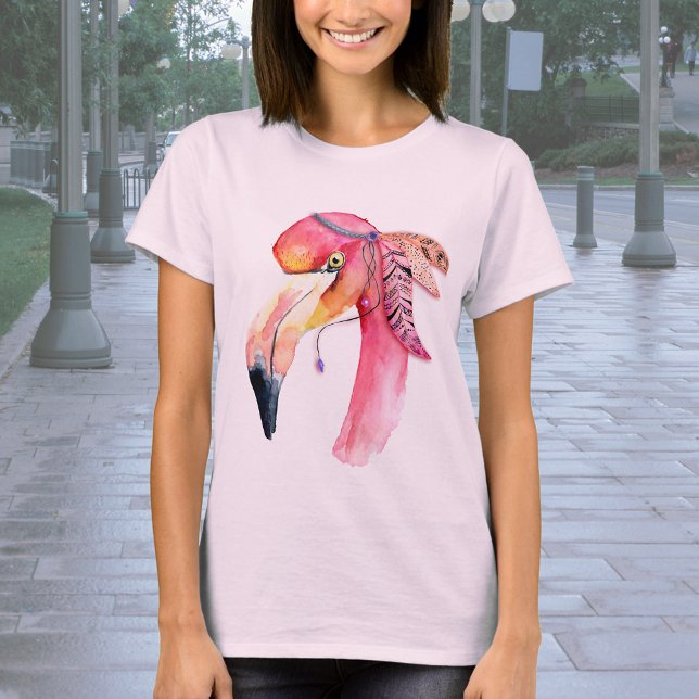 Camiseta Boho Fiona Watercolor Flamingo Tee (Criador carregado)