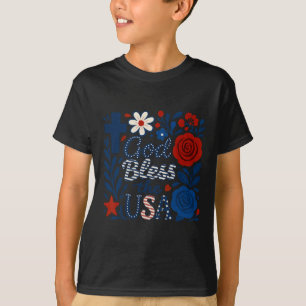 Camiseta Boho Floral Deus abençoe Nos Eua 4 De Julho Fllowe