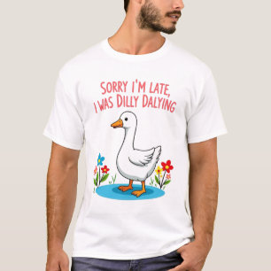 Camiseta Boho Floral Divertido Desculpe o Atraso Estava Me