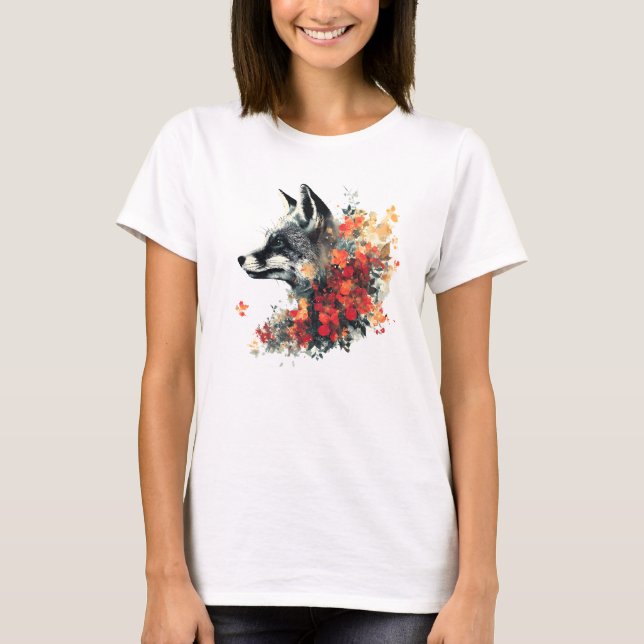Camiseta Boho Floral Fox Willife Nature (Frente)