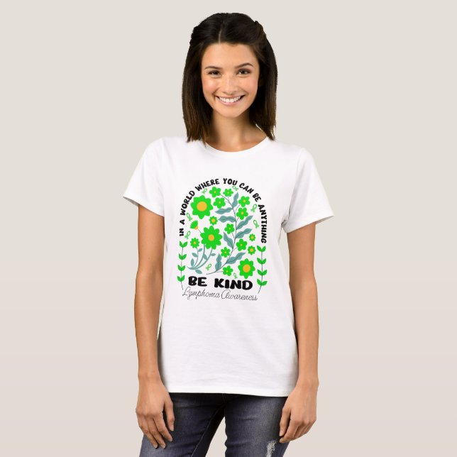 Camiseta Boho Floral Linfoma Seja Gentil (Frente Completa)