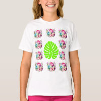 Boho Floral Patterno com Folha Verde